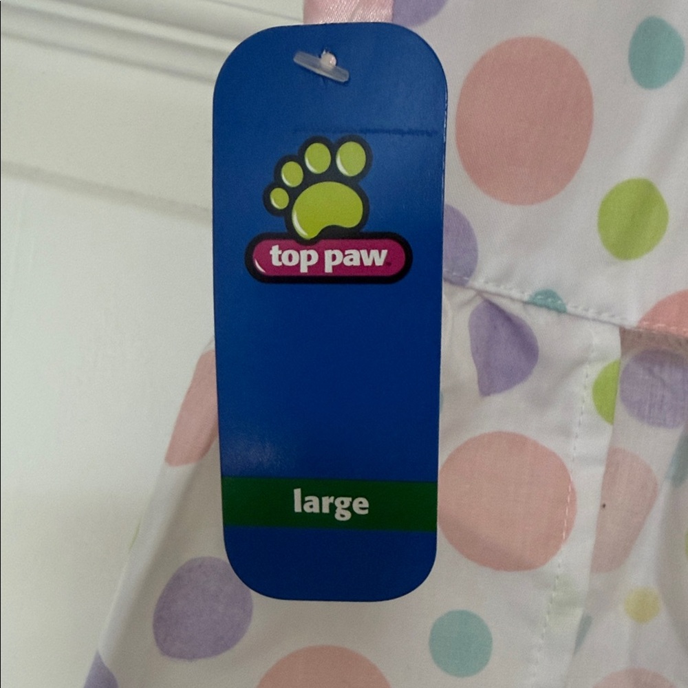 Top Paw Polka Dot Dog Dress - Pink, Purple, Green, White - Large - Picture 3 of 4
